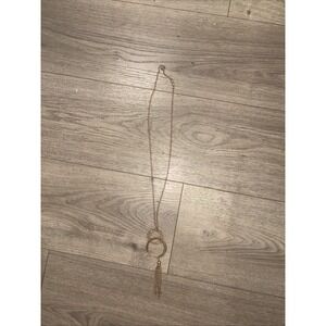 Long Gold Tone Loop and Tassel Chain Necklace, 28"